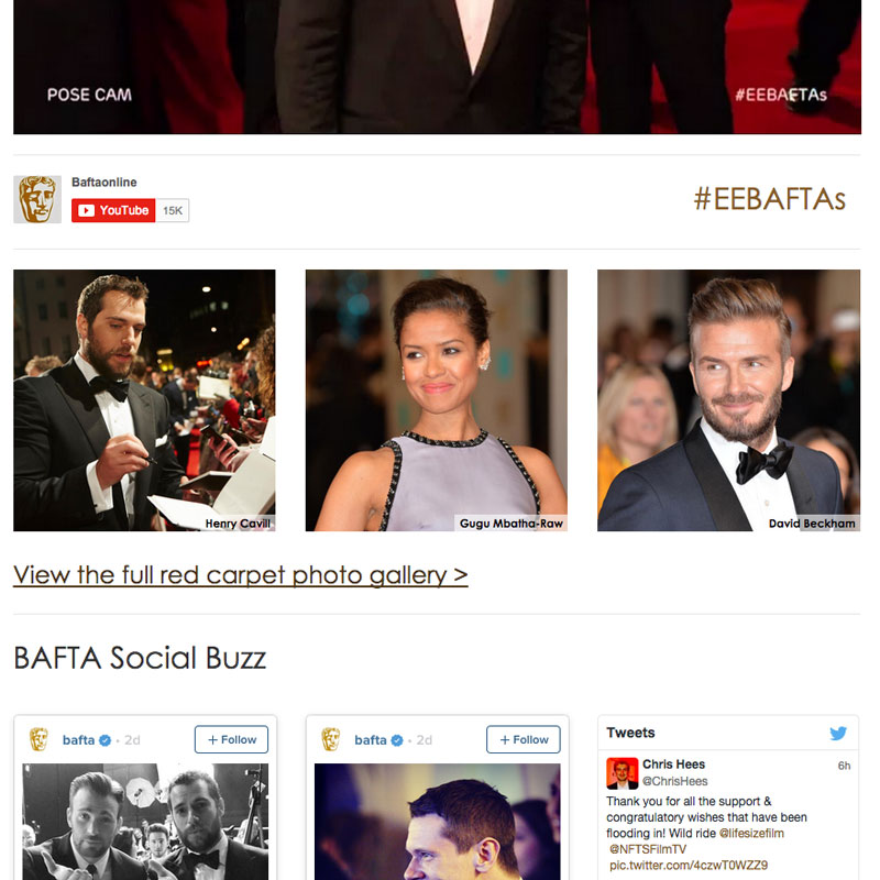 BAFTA website image content close up.