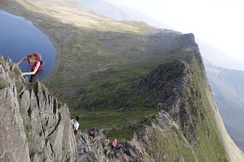 Climbing up steep part of Helvellyn 1 by 1