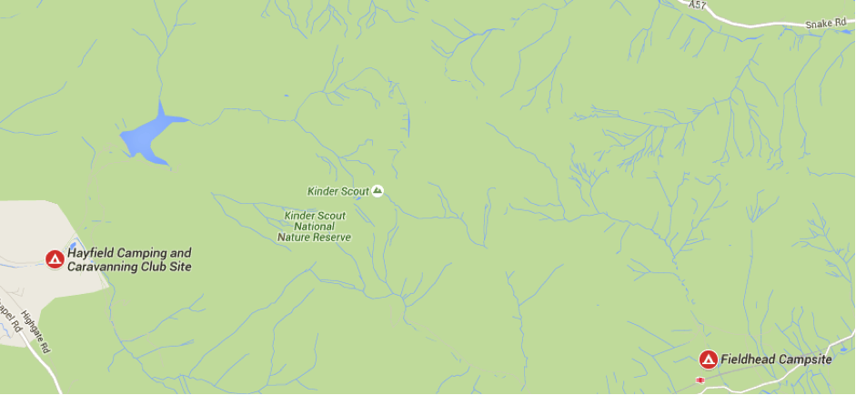 Google map of Kinder Scout