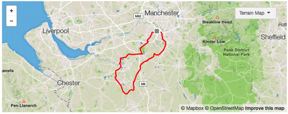 Manchester 100k route