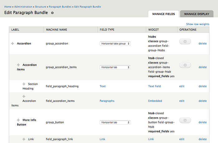 Manage the fields available per paragraph bundle