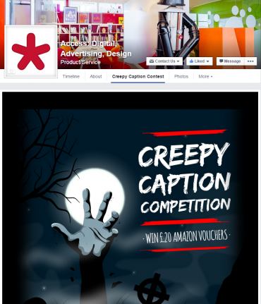 Access facebook page with Creepy caption contest tab