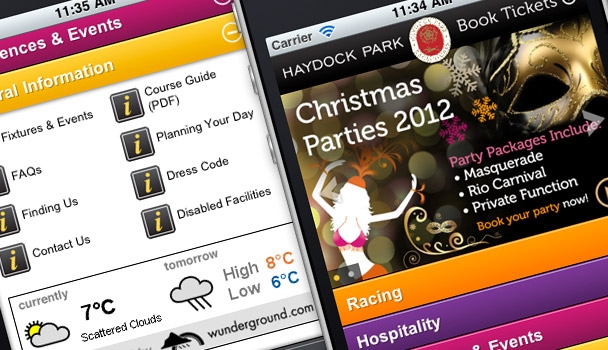 Haydock Park pages on mobile