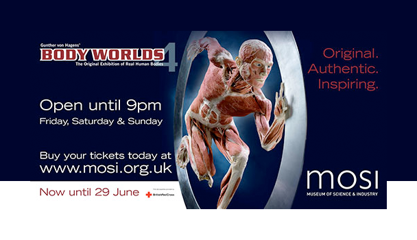 Body Worlds' information banner