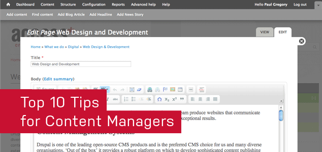 Top 10 tips for Content Managers banner