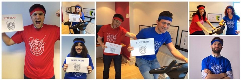 Blue team vs Red team bikeride in Access office