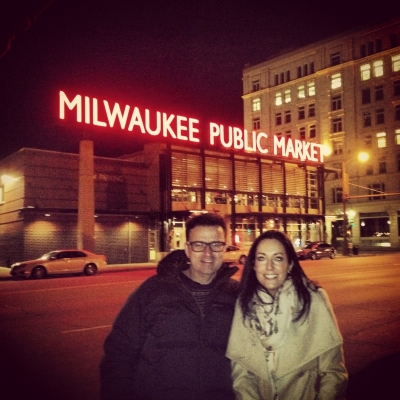 Simon and Lauren outside Milwaukee public market