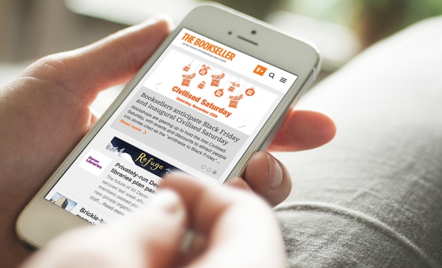 Website design for The Bookseller on mobile