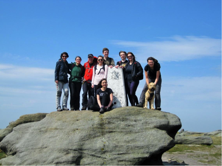 The team stood together at the top point